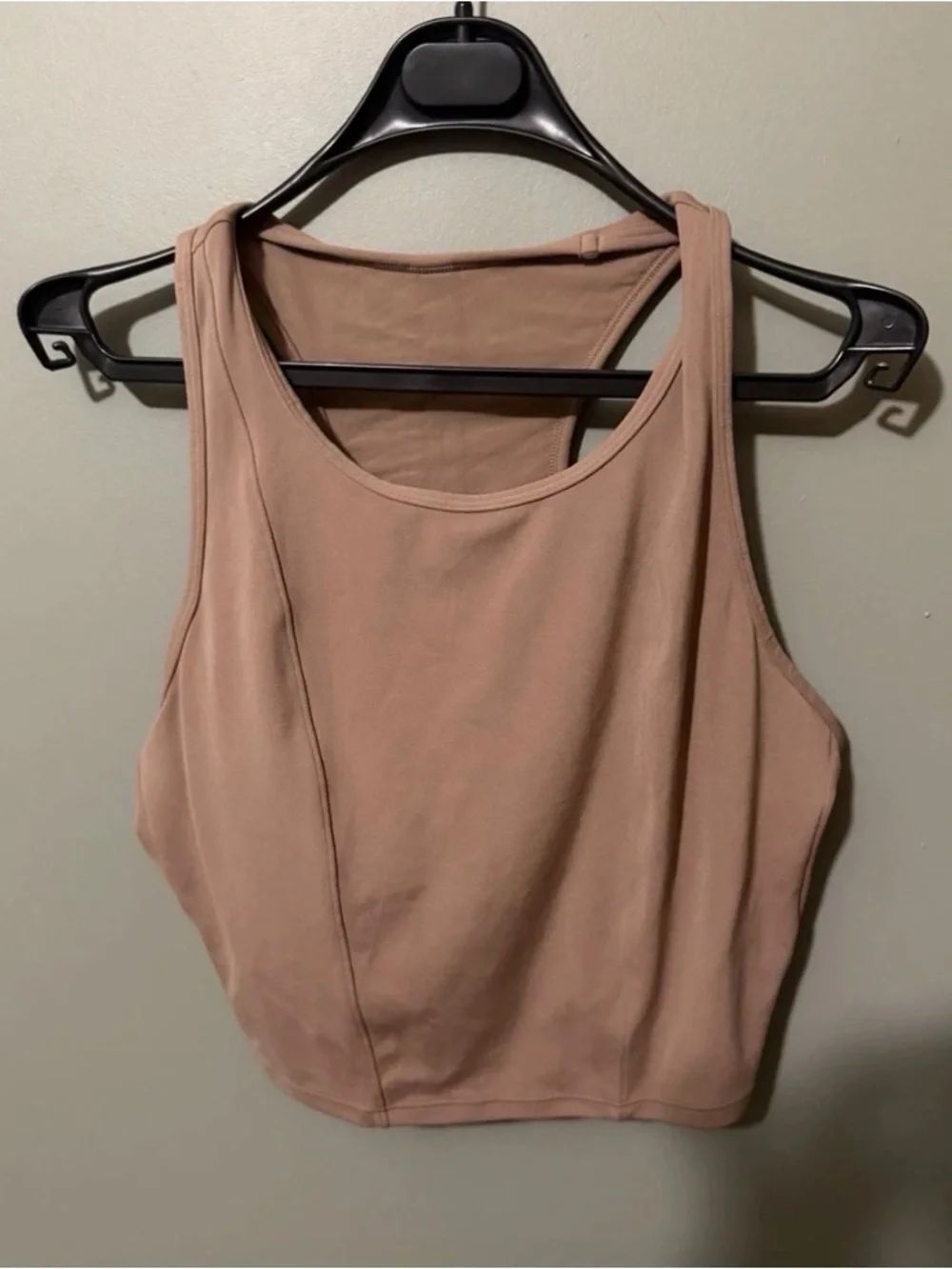 All In Motion Womens Wicking Crop Tank Taupe Racerback Built In XXL Bra NWOT